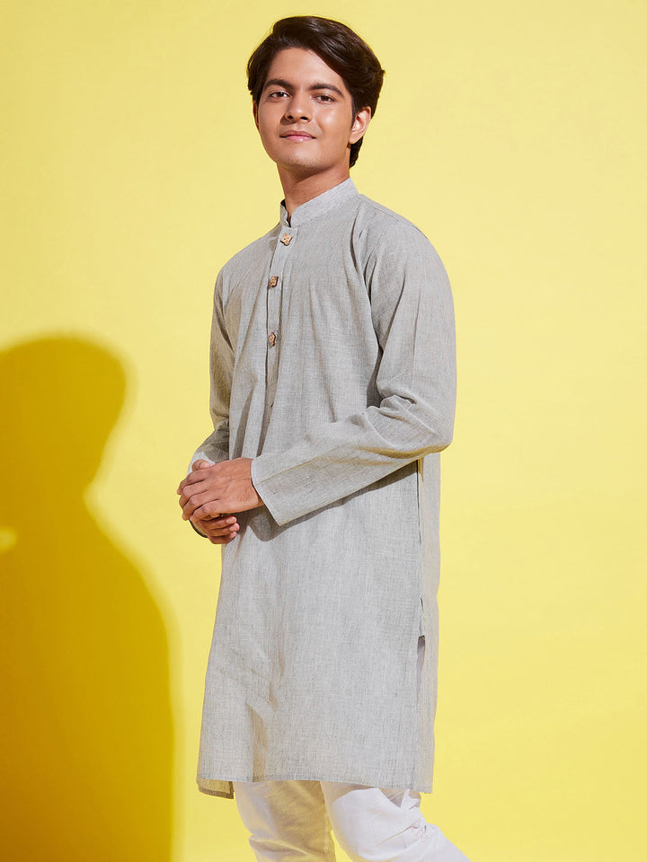 VASTRAMAY Boy's Grey Cotton Kurta - qivii