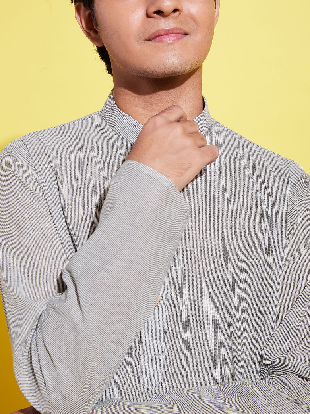 VASTRAMAY Boy's Grey Cotton Kurta and Pyjama Set - qivii