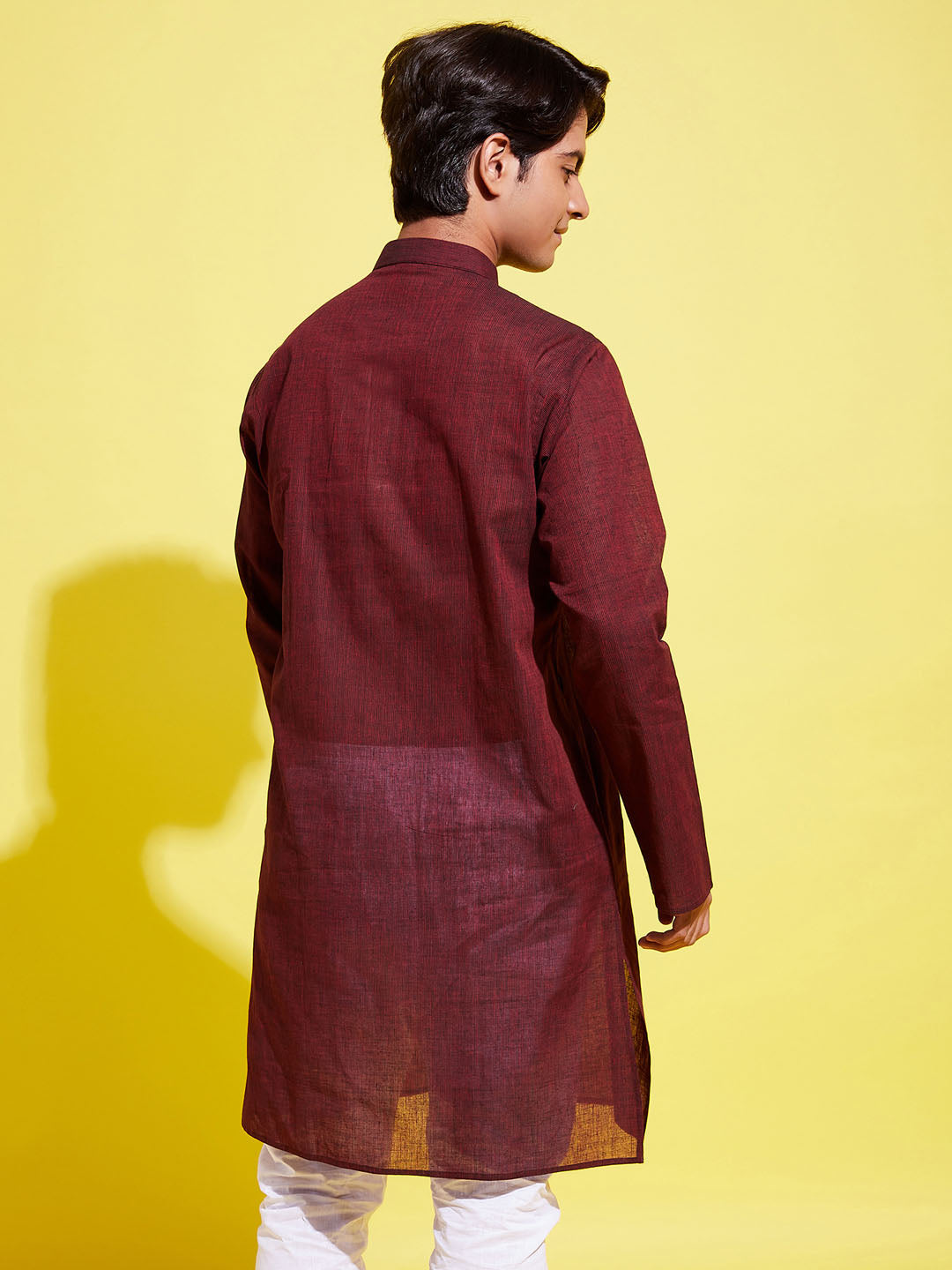 VASTRAMAY Boy's Maroon Cotton Kurta - qivii