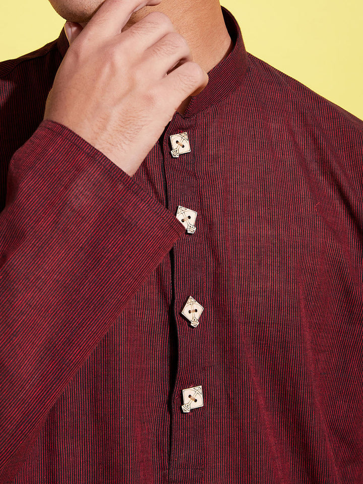 VASTRAMAY Boy's Maroon Cotton Kurta - qivii