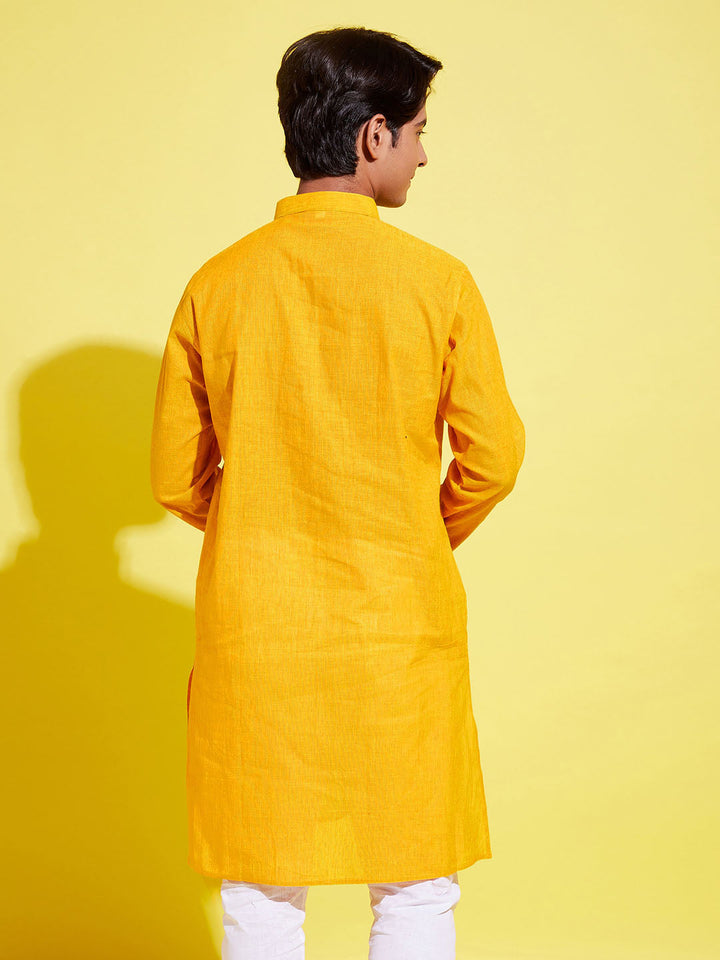 VASTRAMAY Boy's Mustard Cotton Kurta - qivii