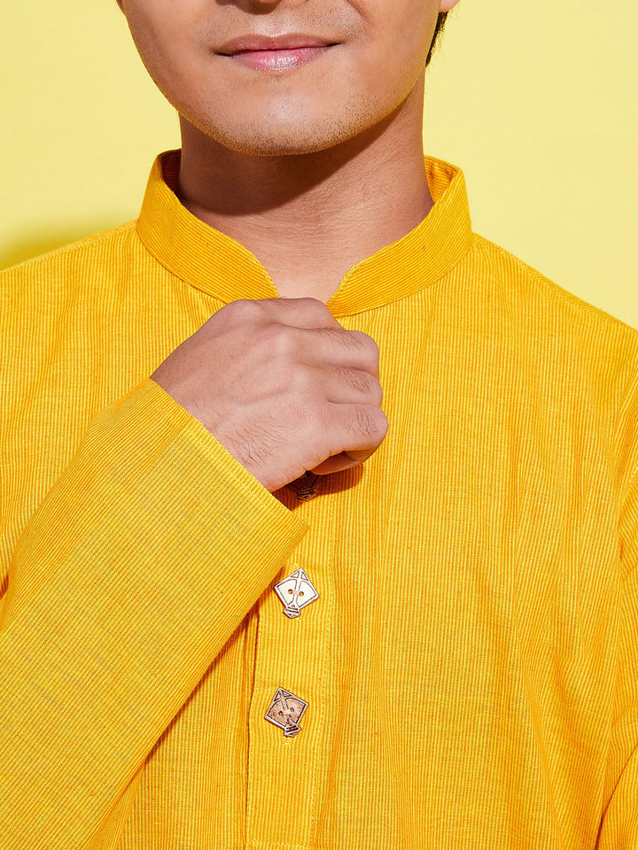 VASTRAMAY Boy's Mustard Cotton Kurta - qivii