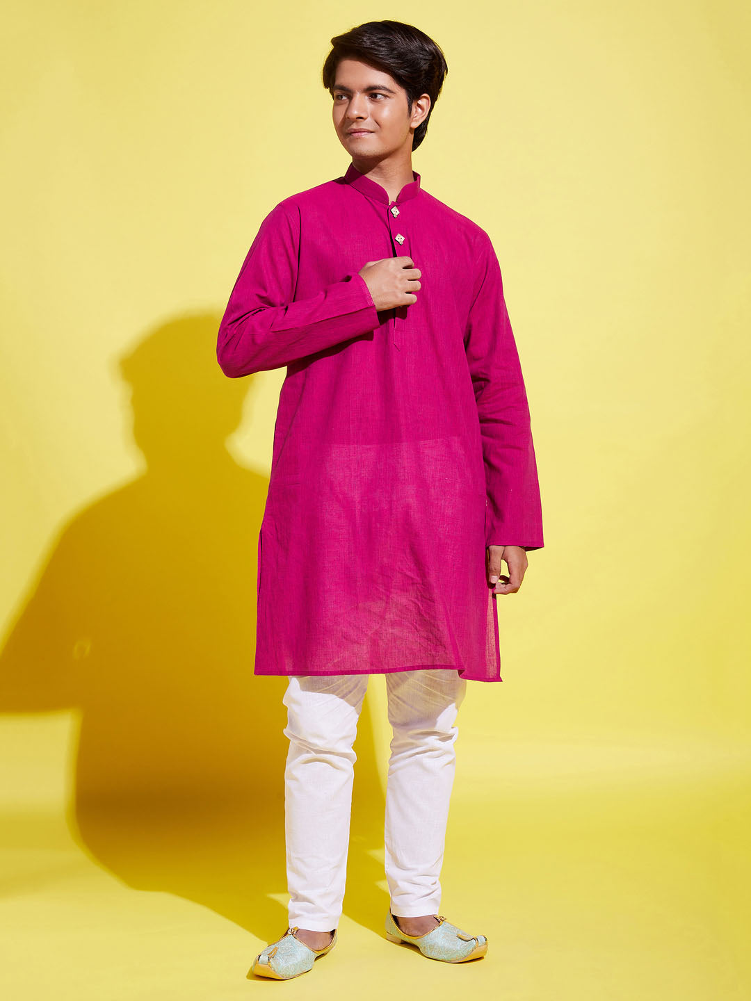 VASTRAMAY Boy's Purple Cotton Kurta and Pyjama Set - qivii