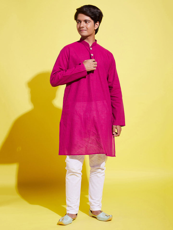VASTRAMAY Boy's Purple Cotton Kurta and Pyjama Set - qivii
