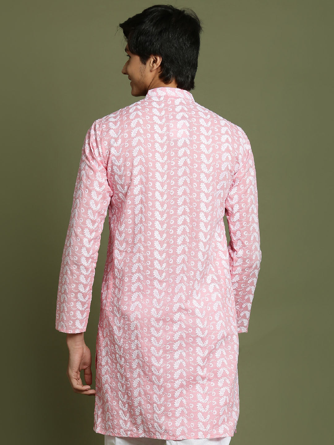 VASTRAMAY Boys' Pink Chaikankari Kurta - qivii