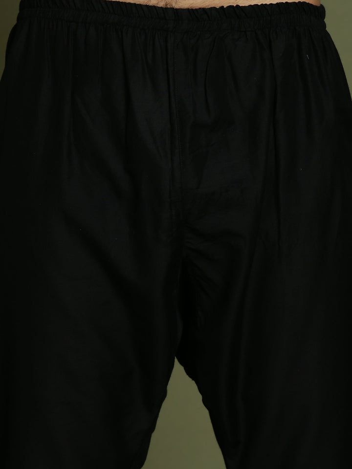 VASTRAMAY Boys Black Mirror Work Viscose Kurta And Pyjama Set - qivii