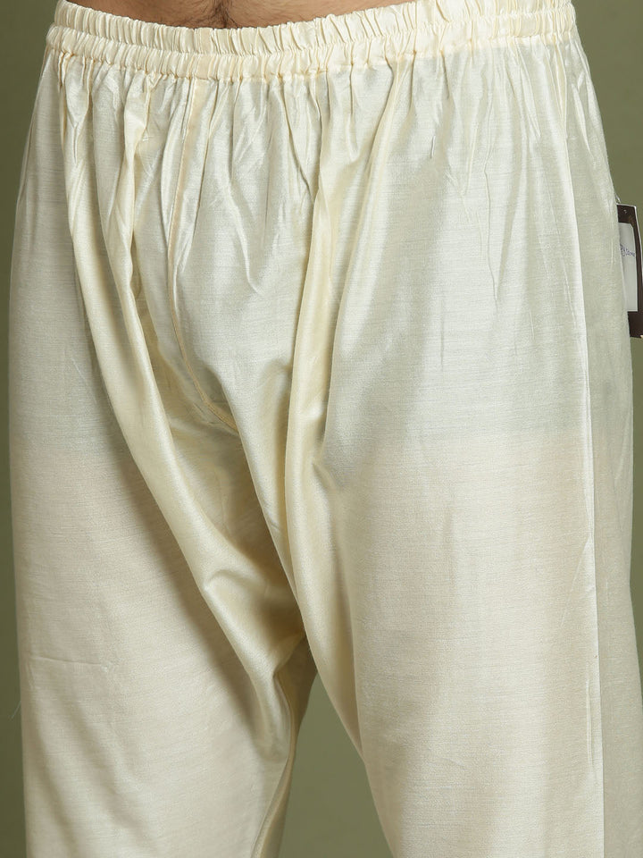 VASTRAMAY Boys' Green Striped With Sequin Worked Kurta Pyjama Set - qivii