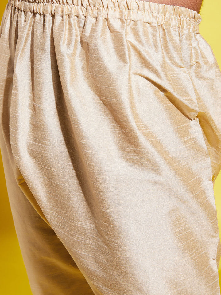 VASTRAMAY Boys' Gold Silk Blend Kurta and Pyjama Set - qivii