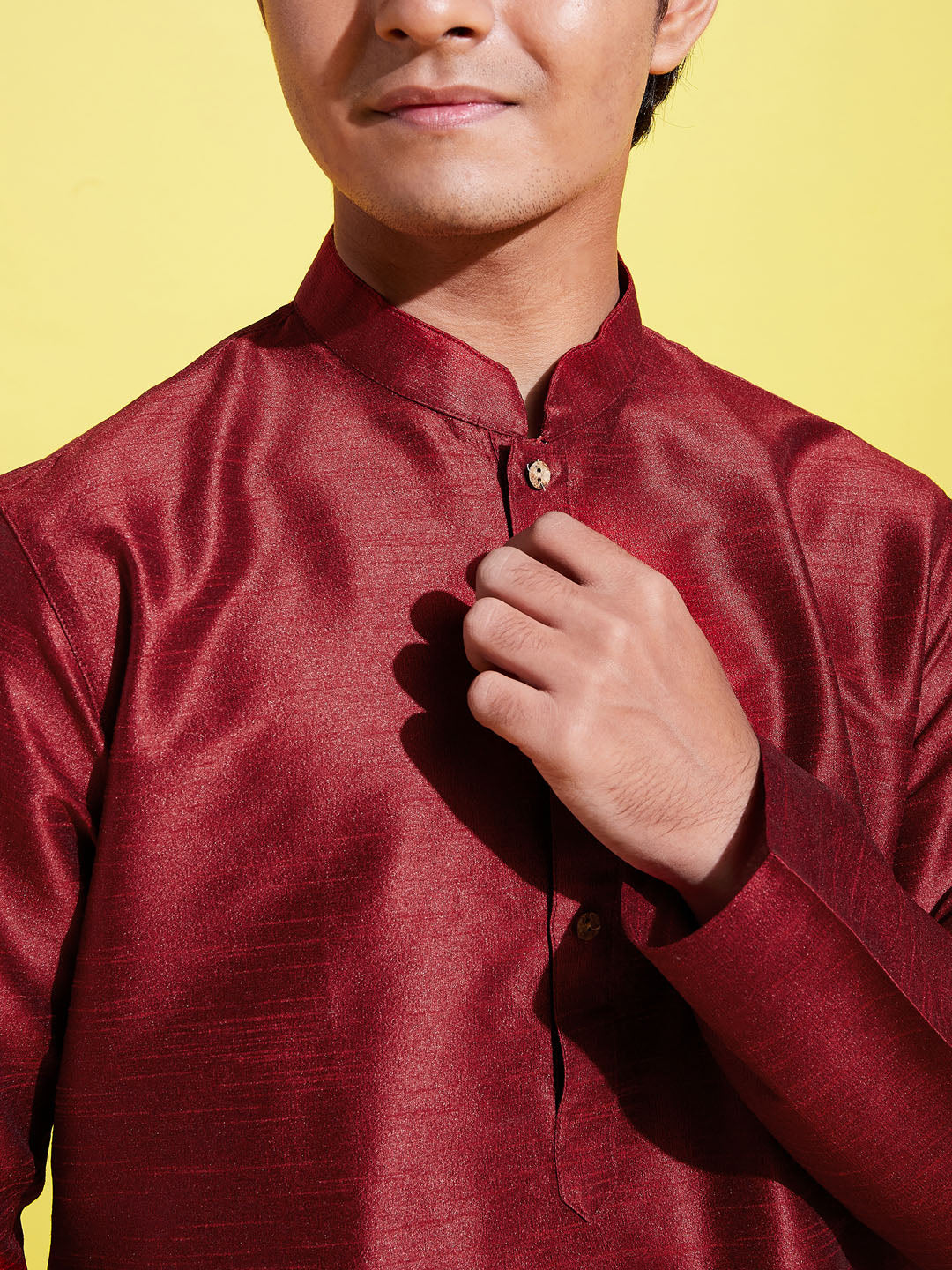VASTRAMAY Boys' Maroon Silk Blend Kurta - qivii