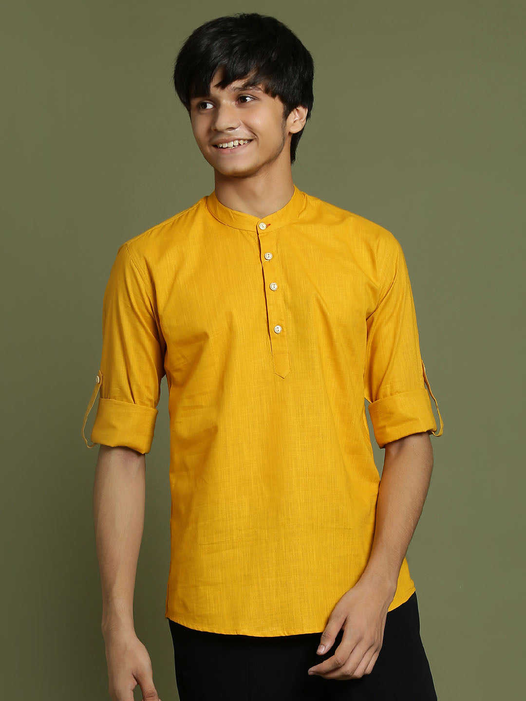 VASTRAMAY Boys Mustard Short Kurta - qivii