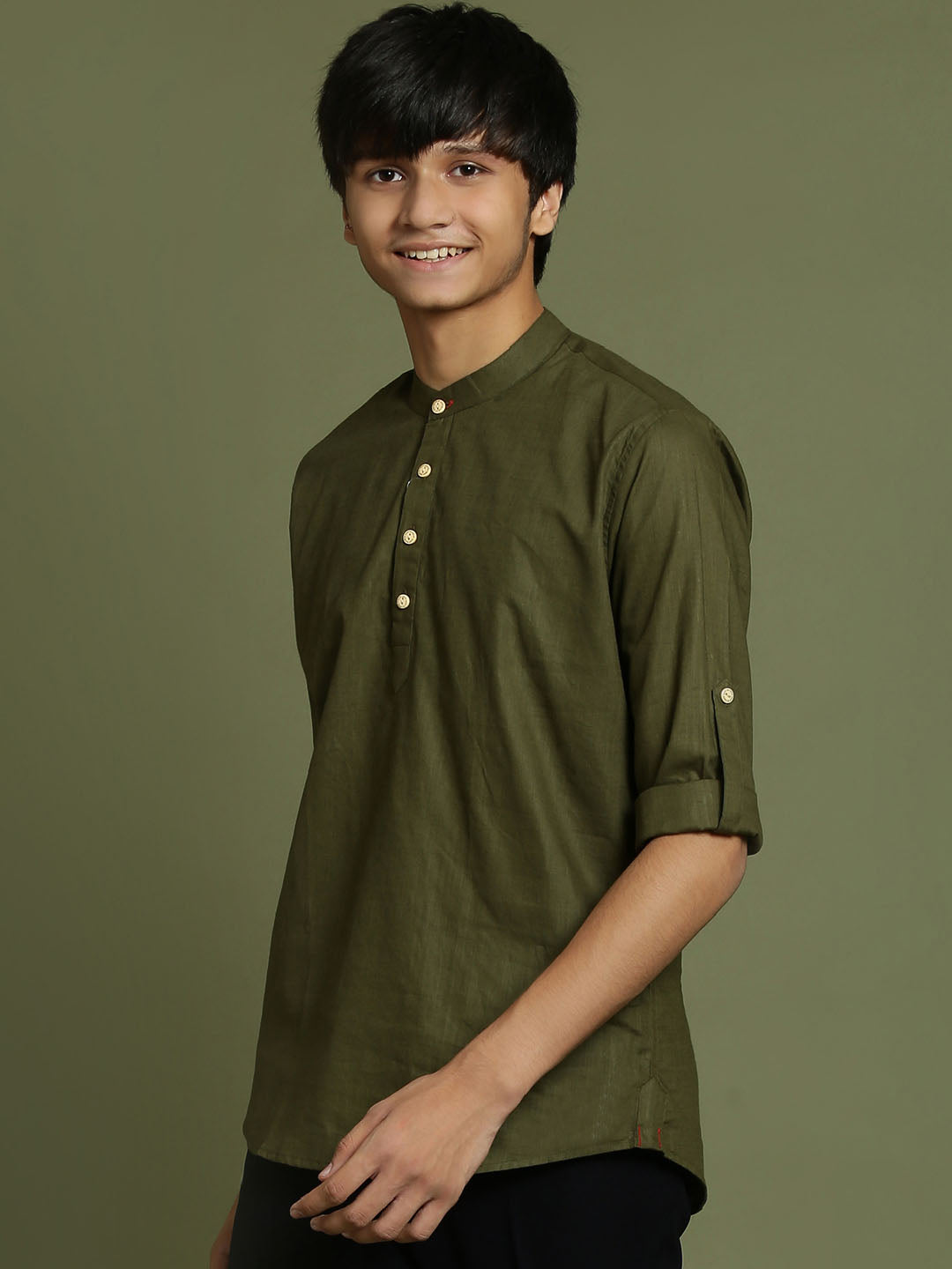VASTRAMAY Boys Mint Green Short Kurta - qivii
