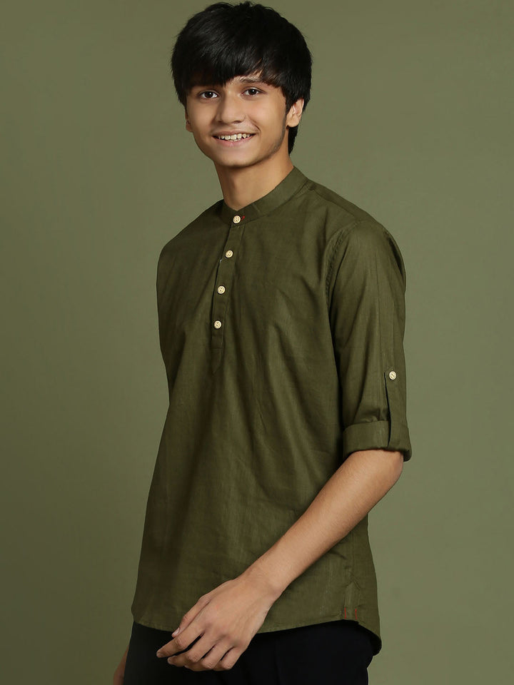 VASTRAMAY Boys Mint Green Short Kurta - qivii