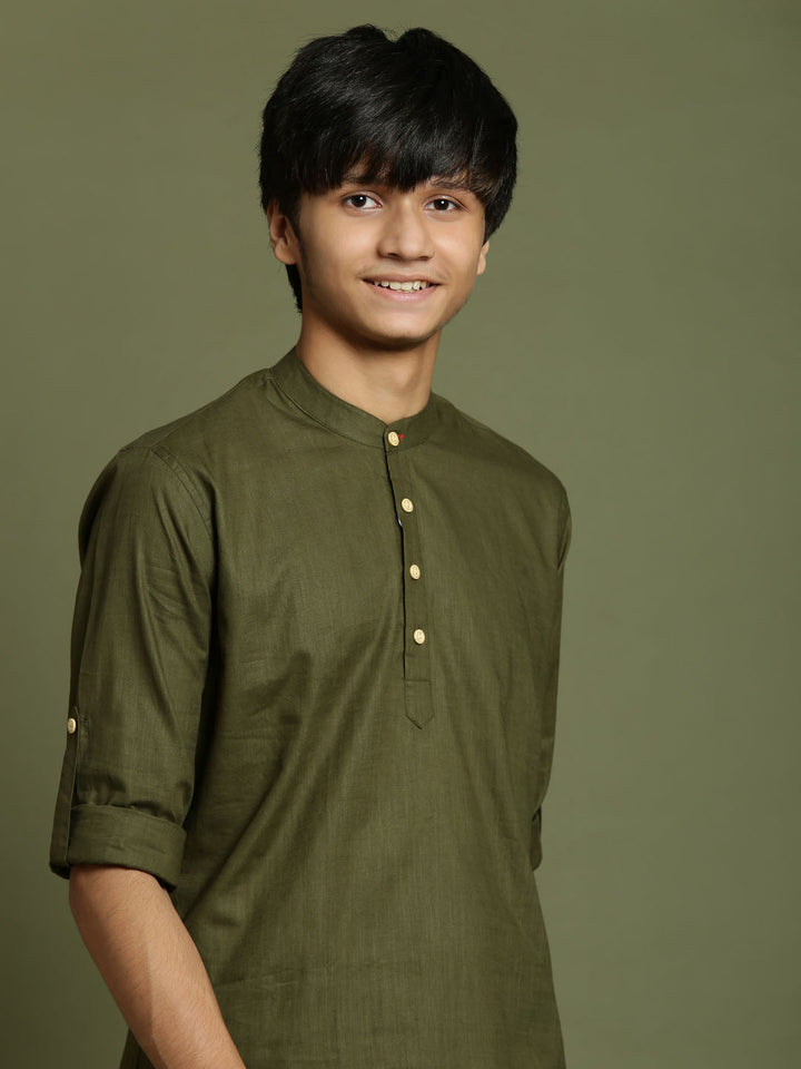 VASTRAMAY Boys Mint Green Short Kurta - qivii