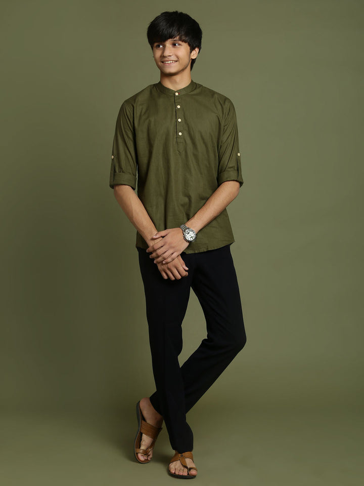 VASTRAMAY Boys Mint Green Short Kurta - qivii