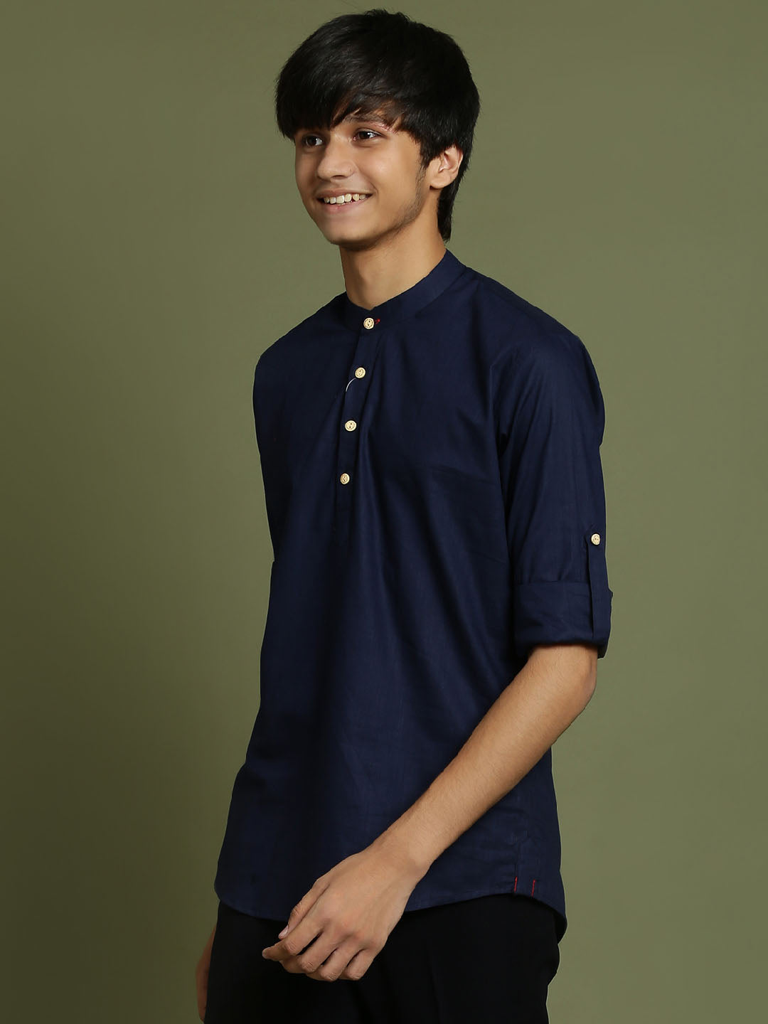 VASTRAMAY Boys Navy Blue Short Kurta - qivii