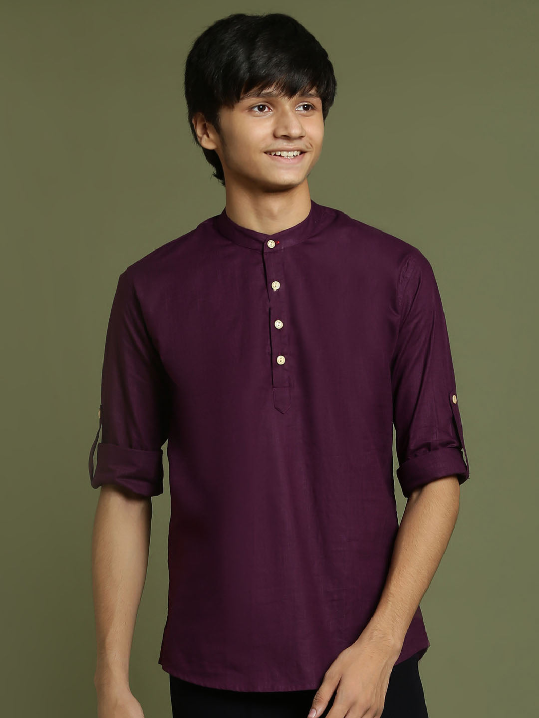 VASTRAMAY Boys Purple Short Kurta - qivii