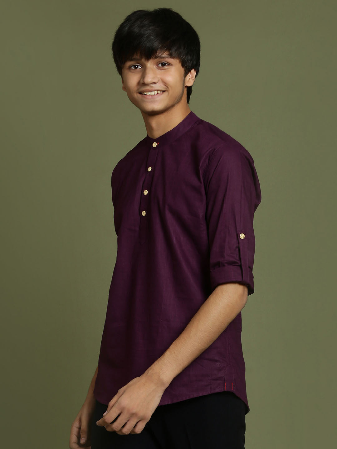 VASTRAMAY Boys Purple Short Kurta - qivii