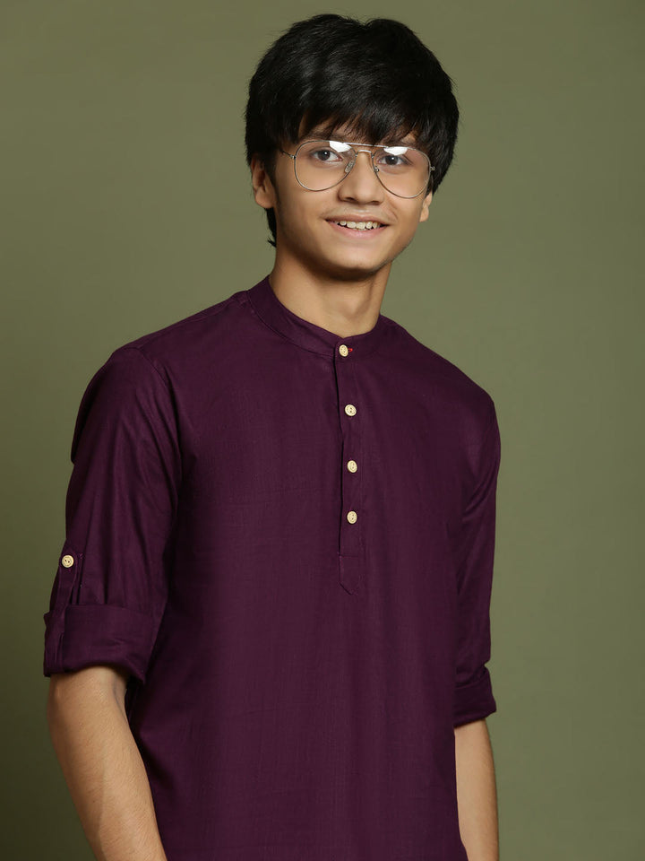 VASTRAMAY Boys Purple Short Kurta - qivii