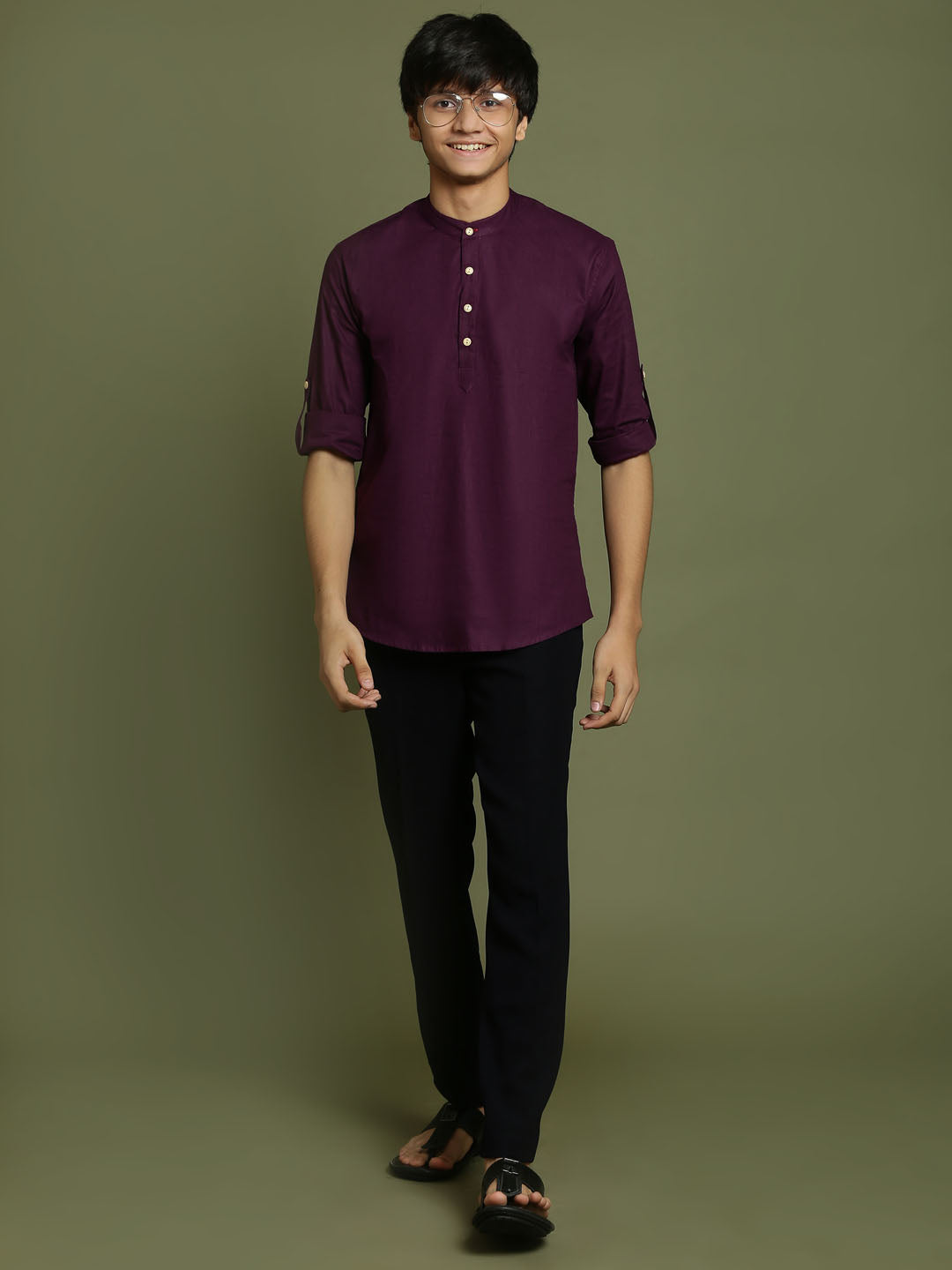 VASTRAMAY Boys Purple Short Kurta - qivii