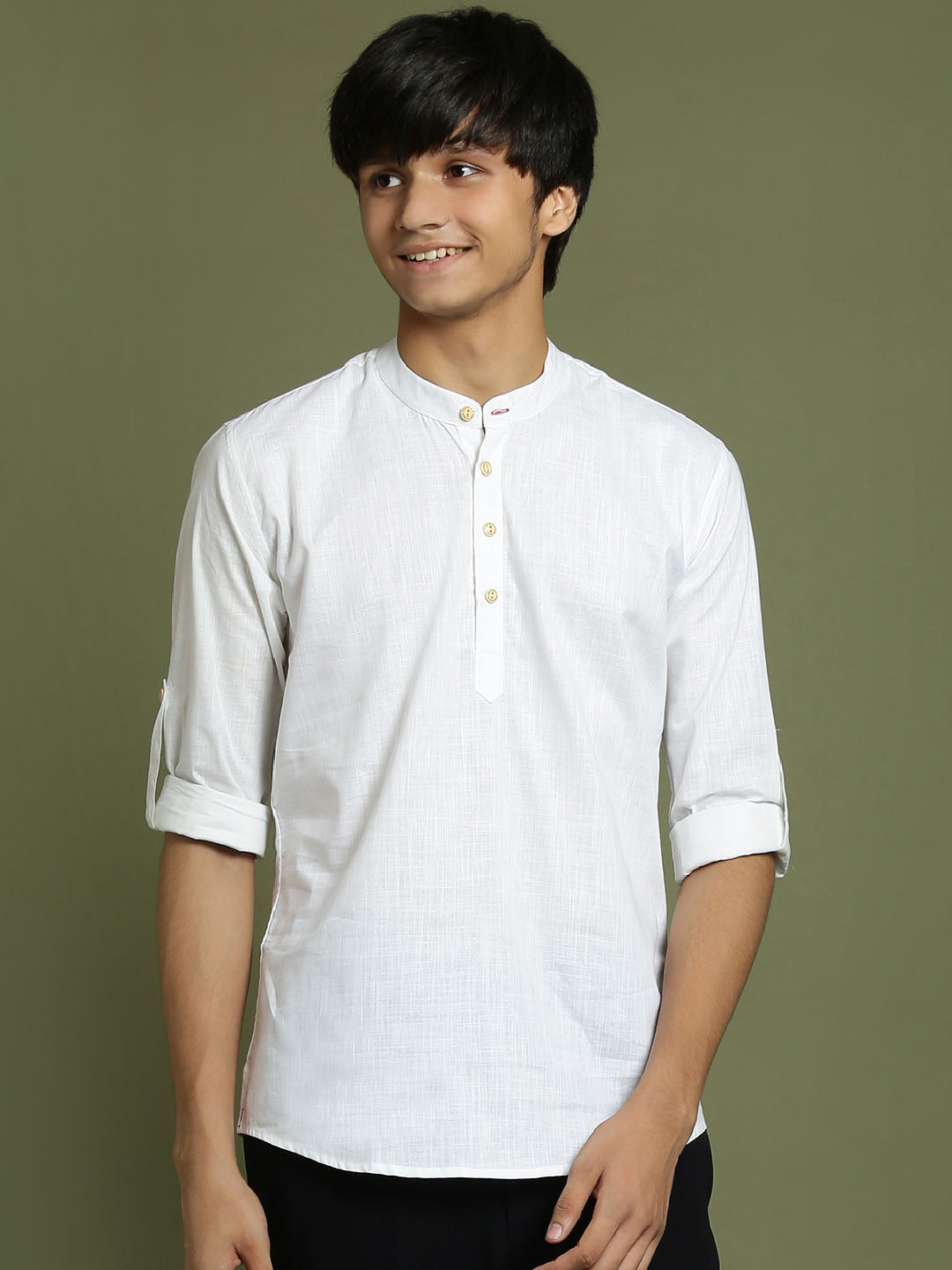 VASTRAMAY Boys White Short Kurta - qivii
