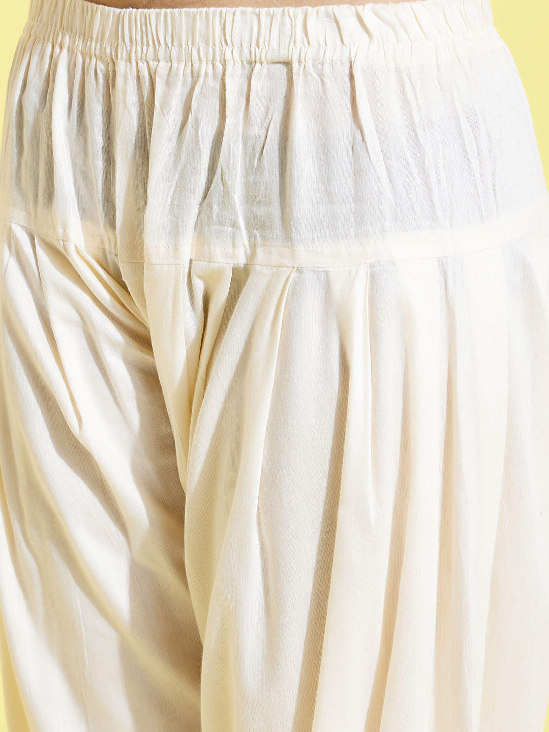 VASTRAMAY Girls' Mustard And Cream Printed Linen Kurta And Patiala Set - qivii