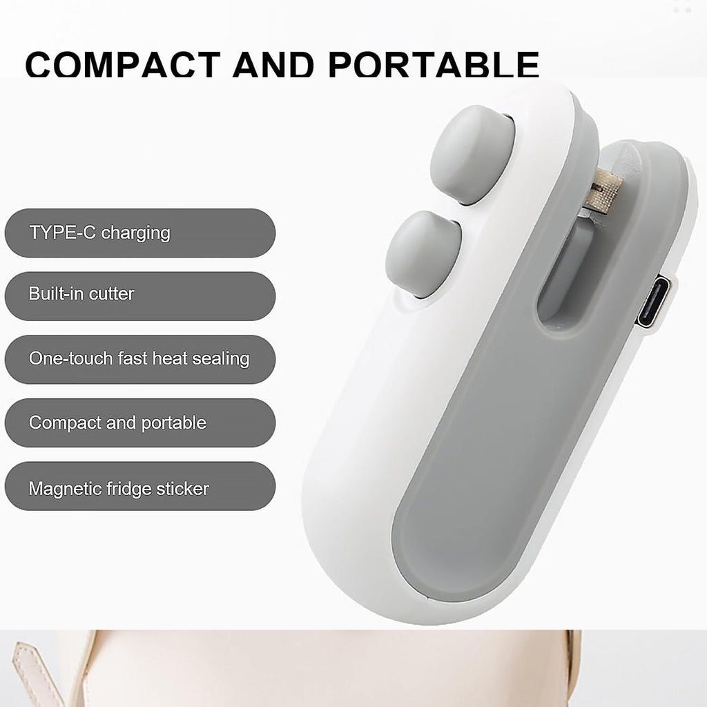 2-in-1 Mini Bag Sealer & Cutter – Portable USB Heat Sealer for Snacks