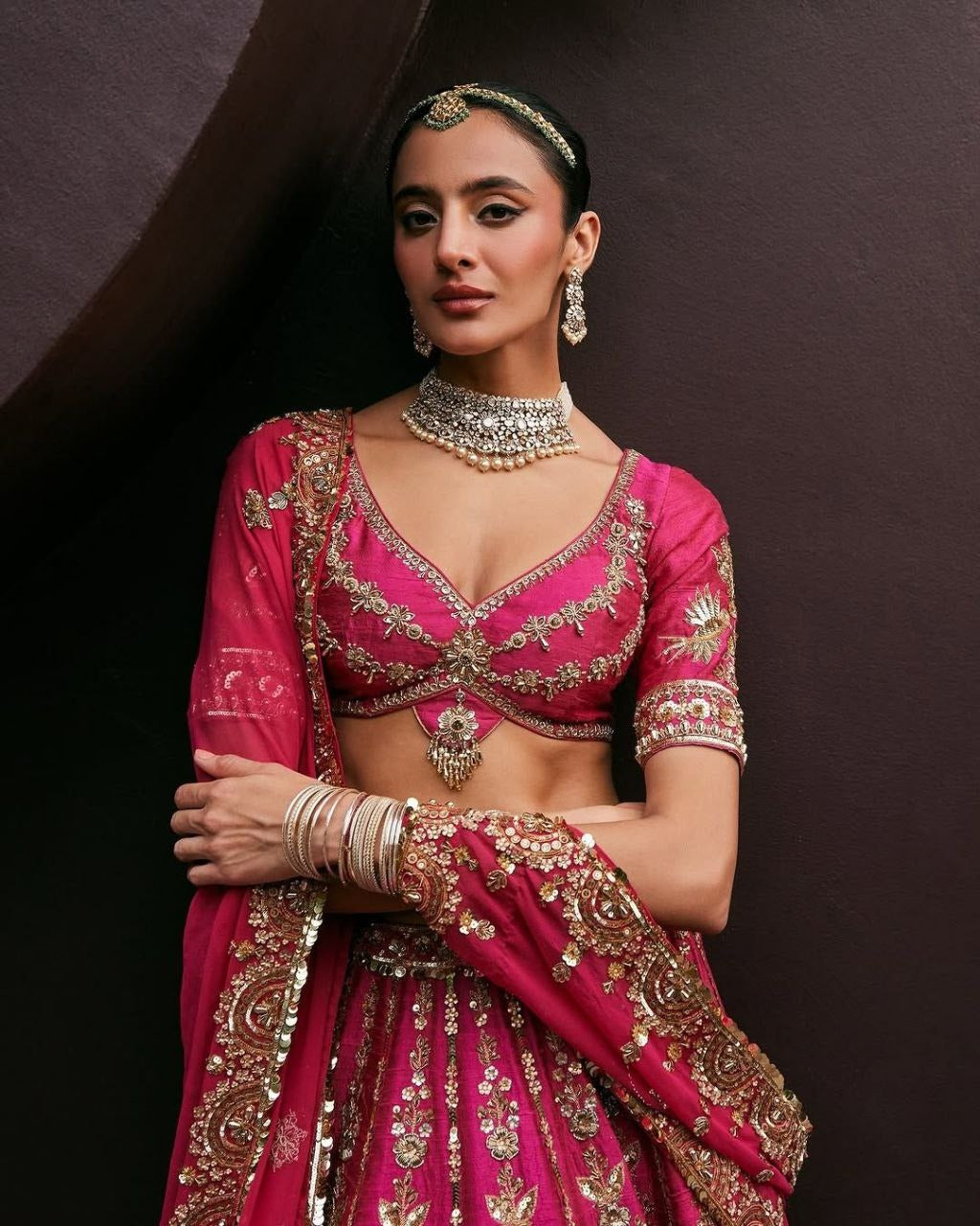Pink Premium Two Tone Tapeta Silk Lehenga Embellished With Beautiful Figure Embroidery | Ready To Wear - qivii