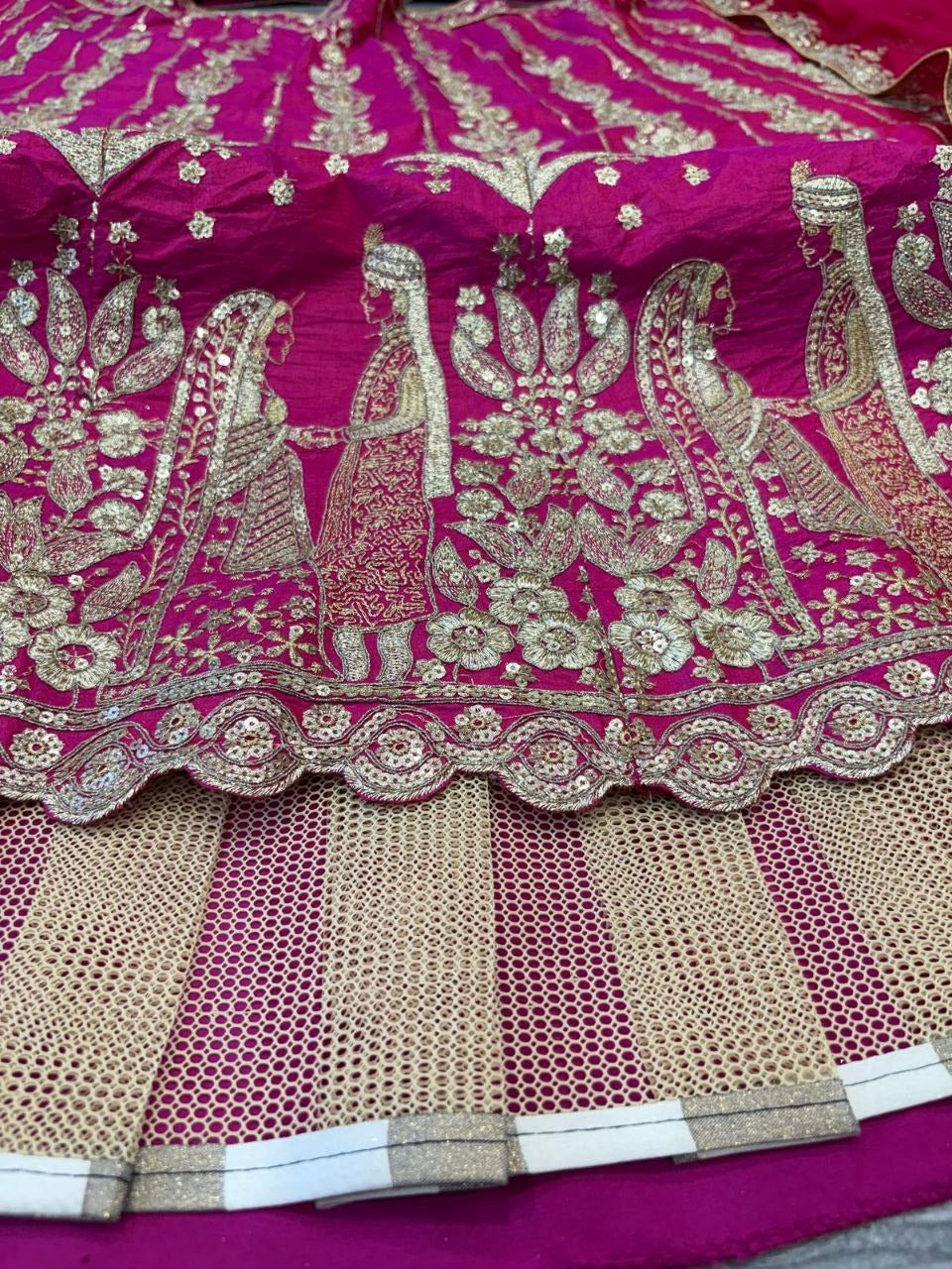 Pink Premium Two Tone Tapeta Silk Lehenga Embellished With Beautiful Figure Embroidery | Ready To Wear - qivii