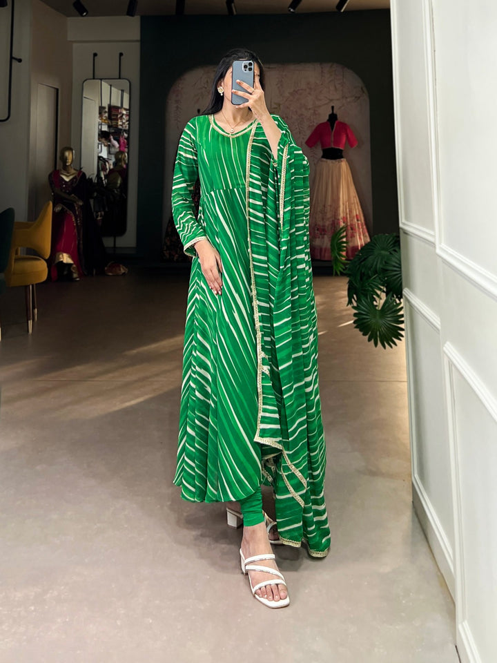 Green Georgette eheriya Georgette With Lace Touch Up Gown - INSPIRED - qivii