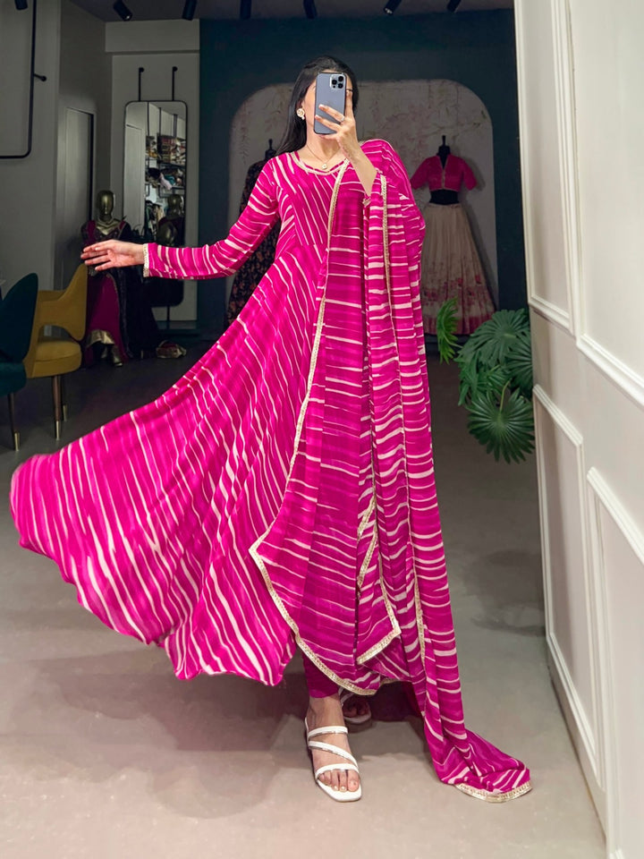 Pink Georgette eheriya Georgette With Lace Touch Up Gown - INSPIRED - qivii