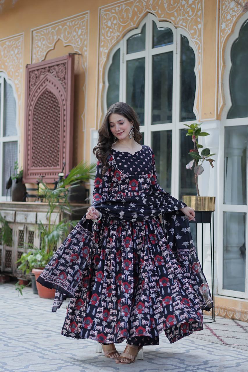 Black Premium Pure Cotton Kurta Set - qivii