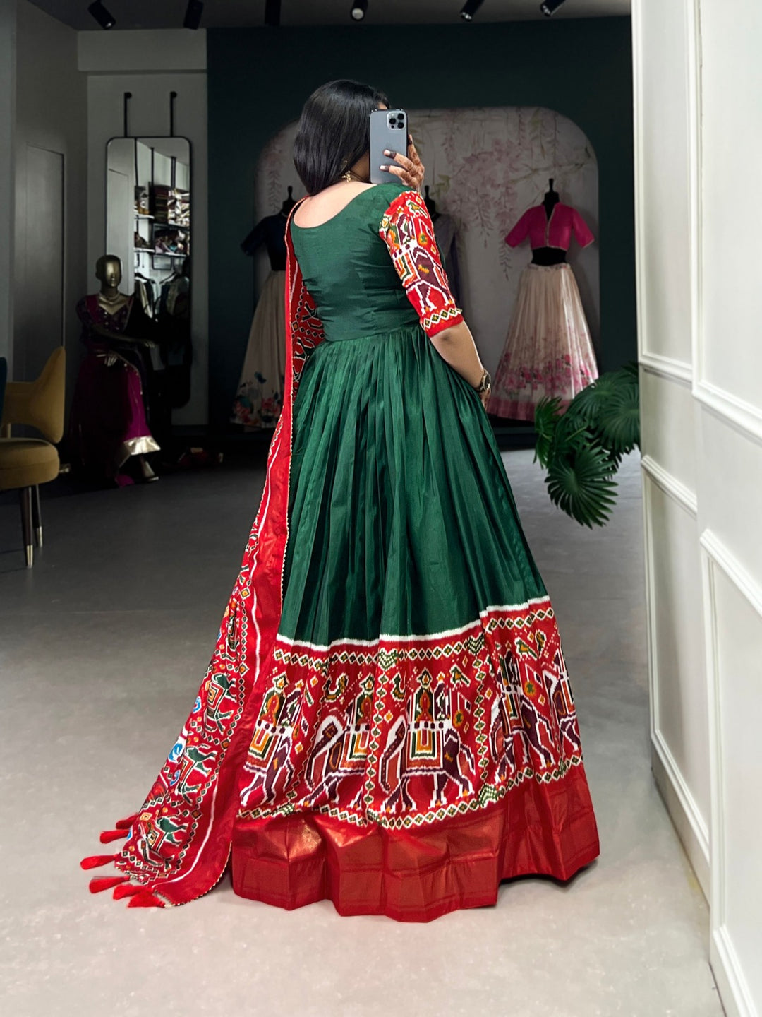 Green Vichitra Silk Sequins and Thread Embroidery Work With Lace Touch Up Gown - INSPIRED - qivii