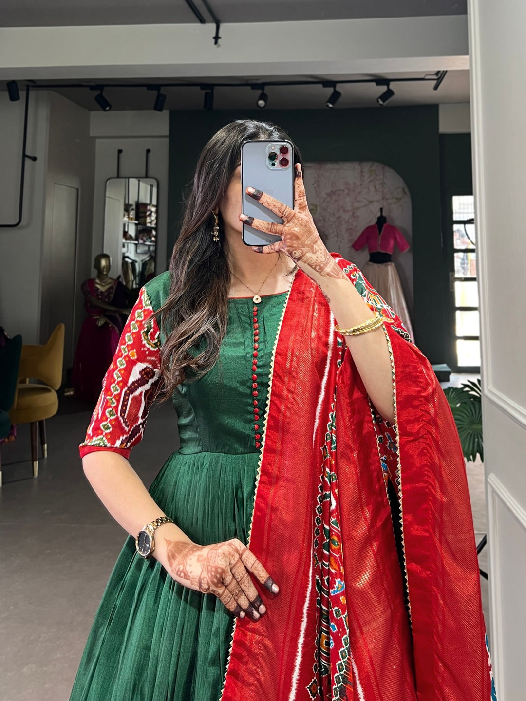 Green Vichitra Silk Sequins and Thread Embroidery Work With Lace Touch Up Gown - INSPIRED - qivii