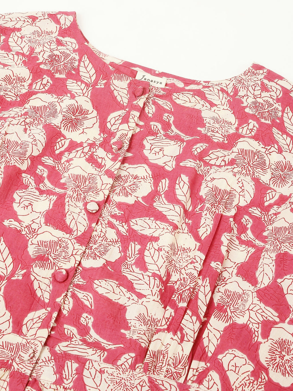 Plus Size Mauve Pure Cotton Floral Printed Gathered Dress