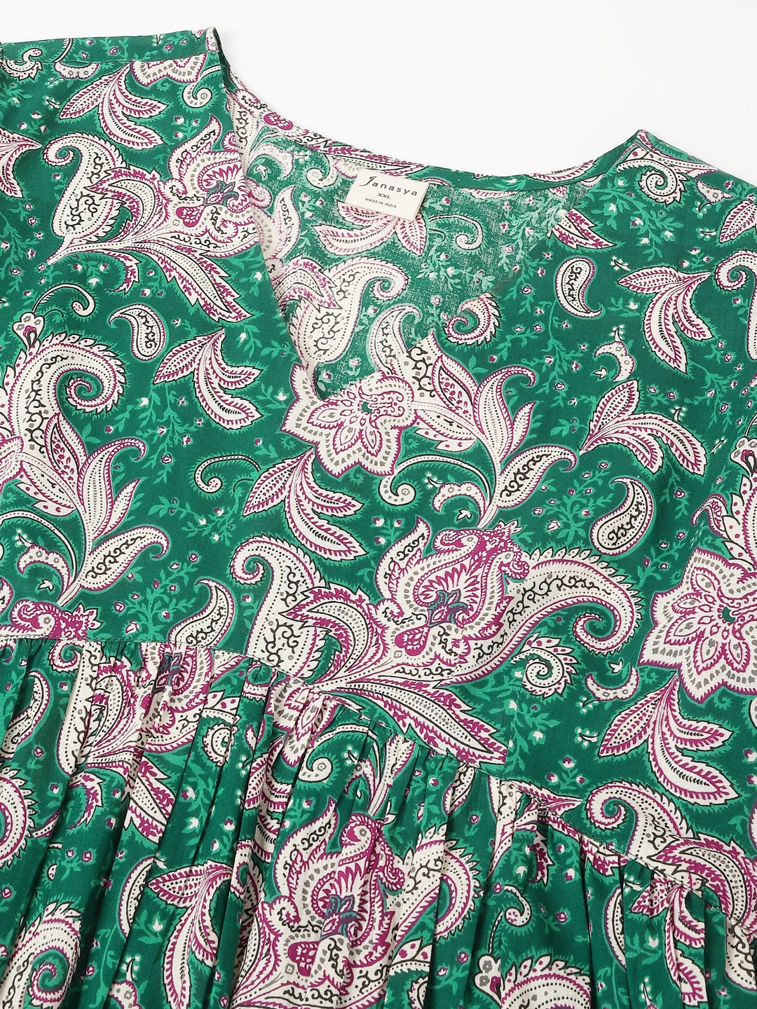 Plus Size Green Pure Cotton Floral Printed Tiered Dress - qivii