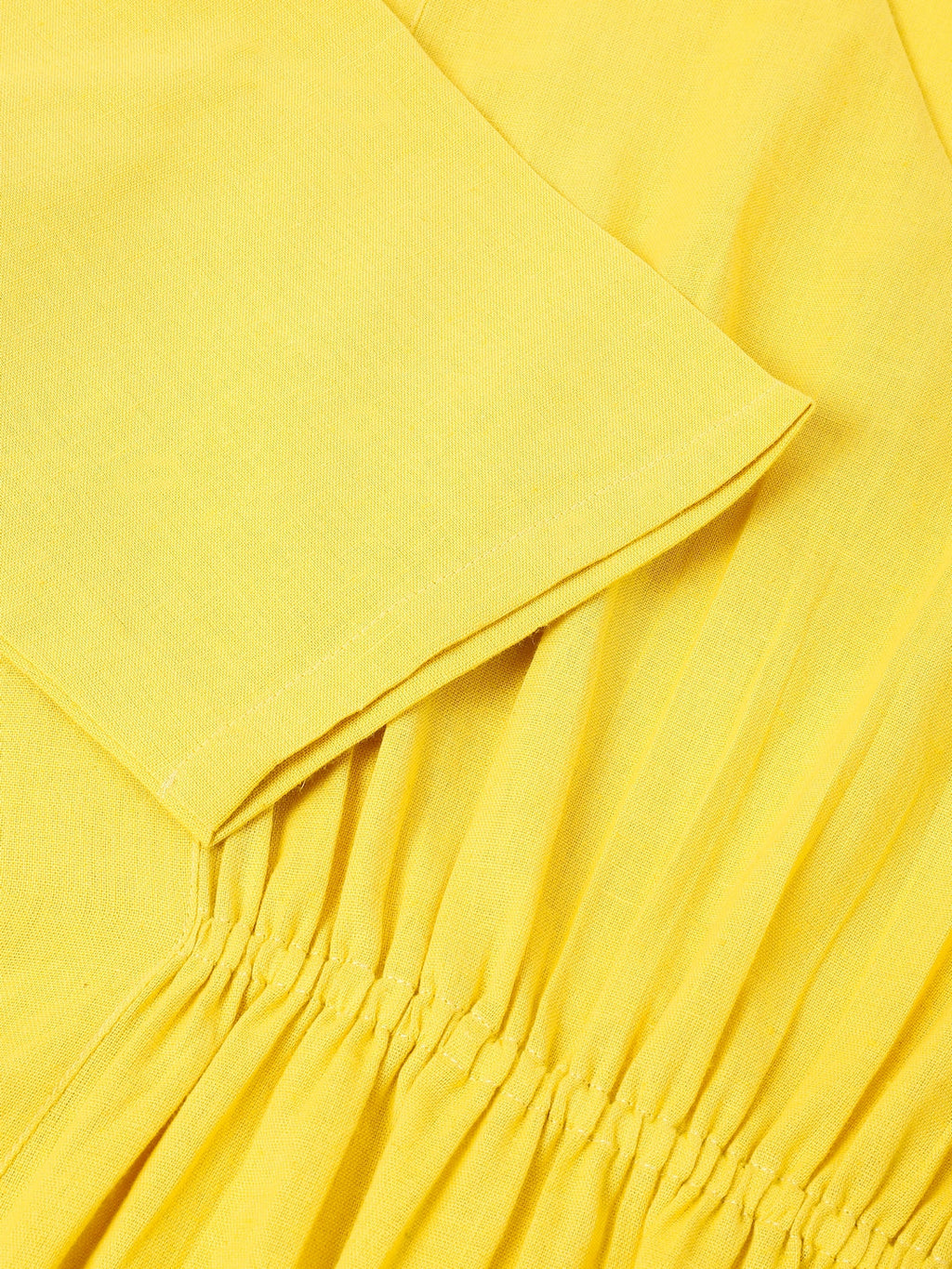 Plus Size Yellow Cotton Solid A-line Dress