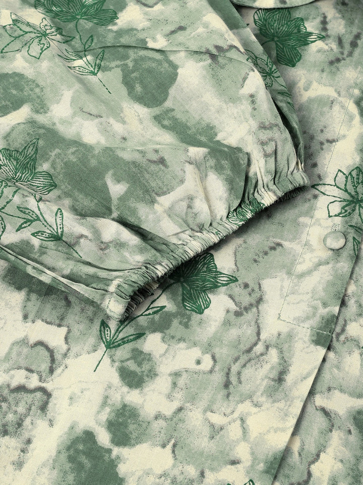 Plus Size Aqua Pure Cotton Tie & Dye A-line Tunic - qivii