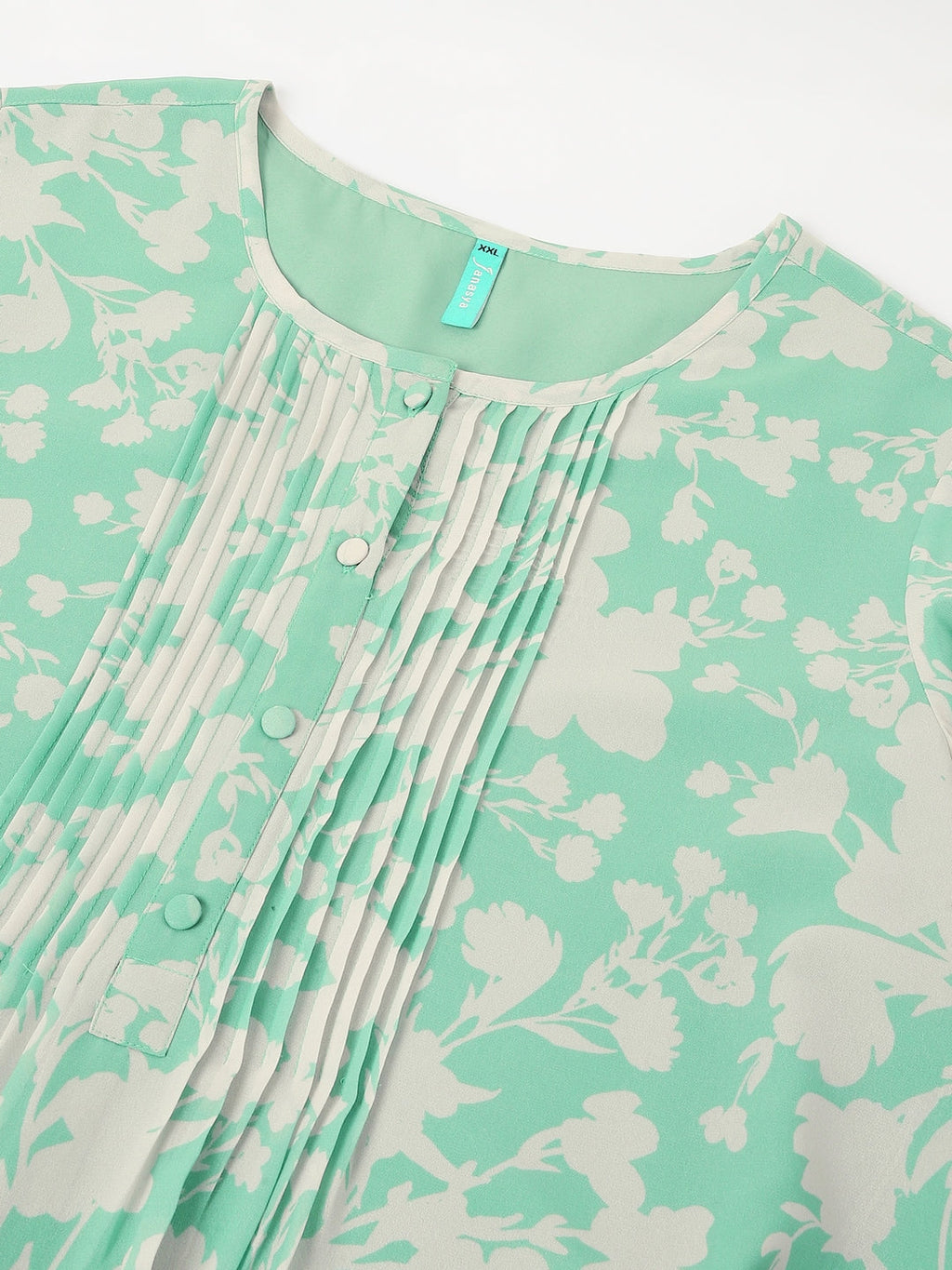 Plus Size Green Georgette Floral Printed A-line Tunic