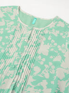 Plus Size Green Georgette Floral Printed A-line Tunic