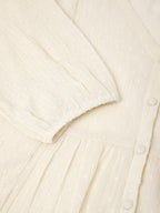 Janasya Women's Plus Size Off White Dobby Chiffon Self Design A-line Tunic