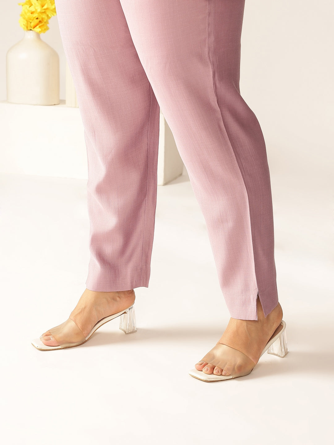 Plus Size Lavender Silk Blend Solid Angrakha Kurta Set - qivii