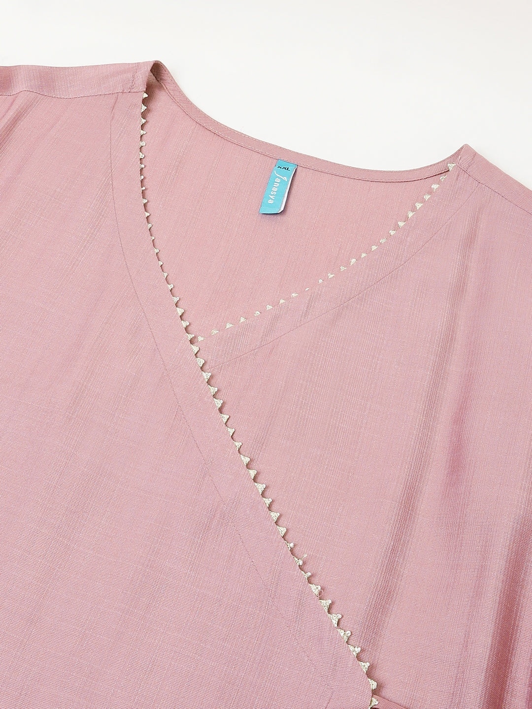 Plus Size Lavender Silk Blend Solid Angrakha Kurta Set - qivii