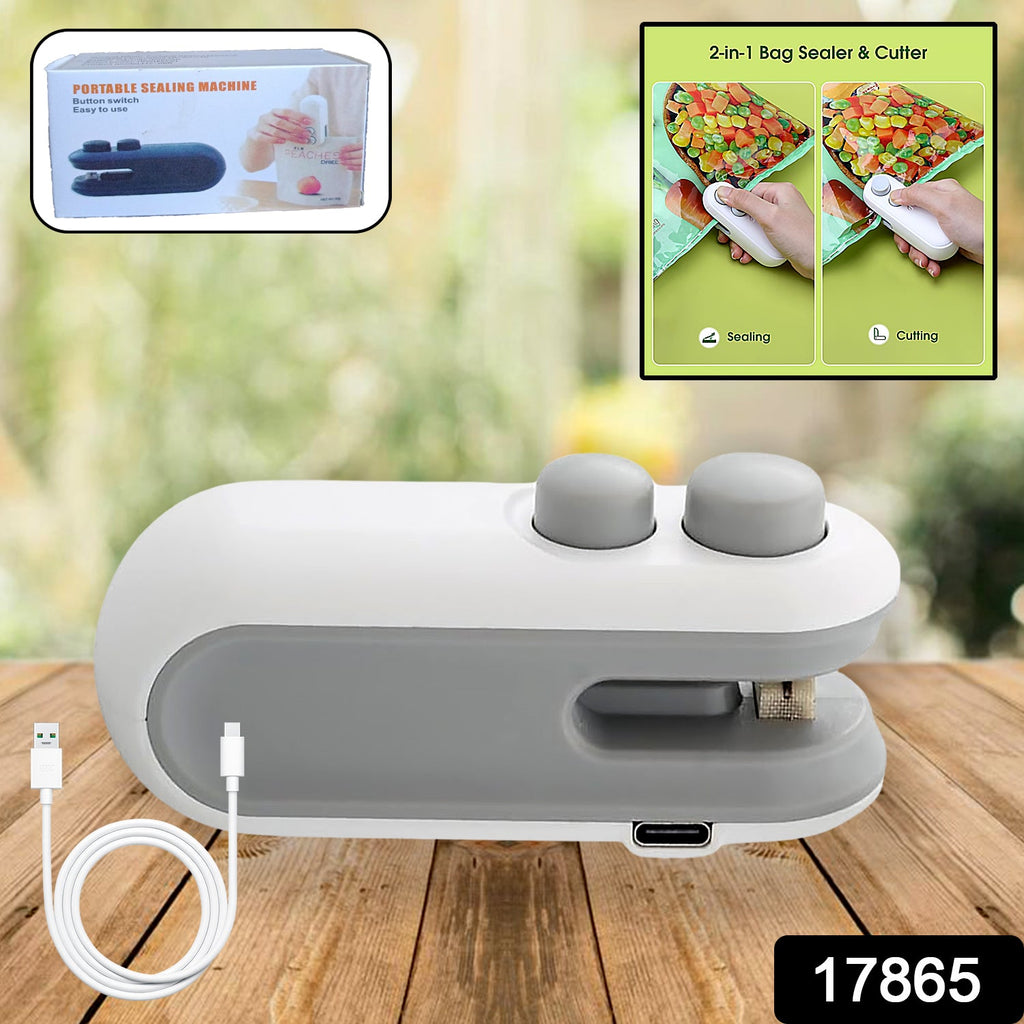 2-in-1 Mini Bag Sealer & Cutter – Portable USB Heat Sealer for Snacks
