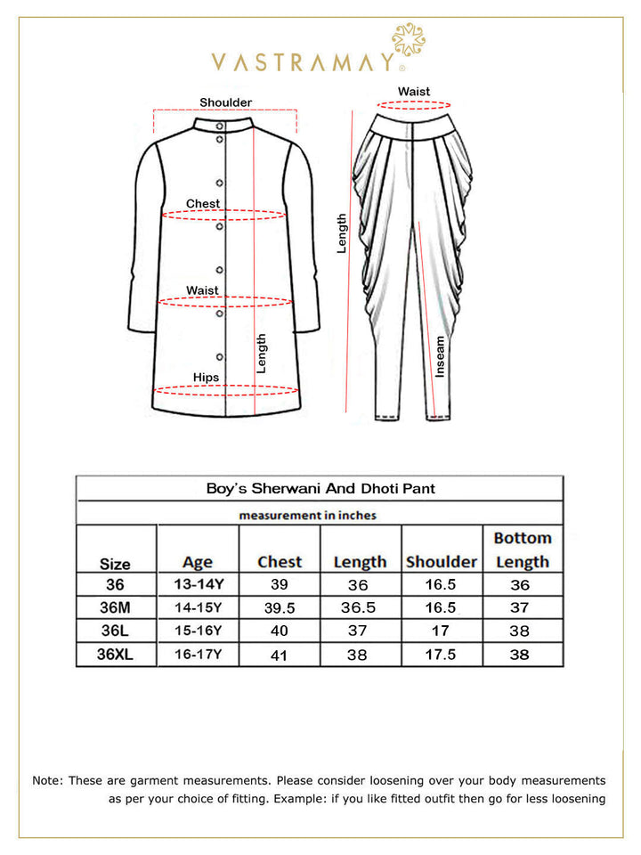VASTRAMAY Boys Beige And Coffee jacquard Sherwani Set - qivii