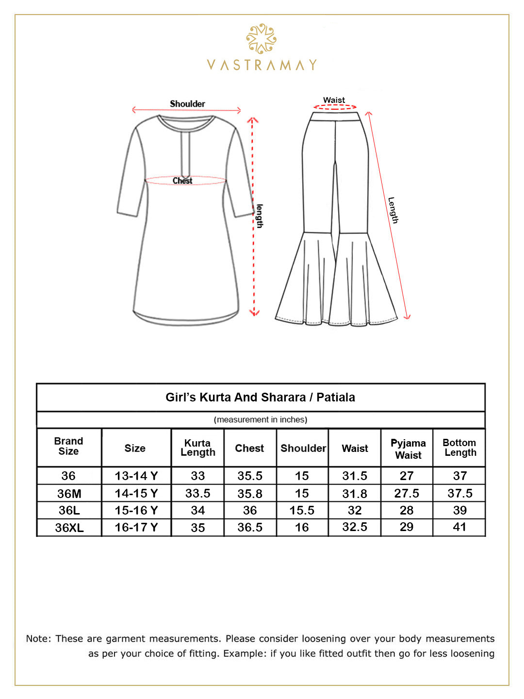 VASTRAMAY Girls' Maroon Zari Kurta And Sharara Set - qivii