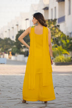 Yellow Chinon Sequence Embroidery Work Salwar Suit