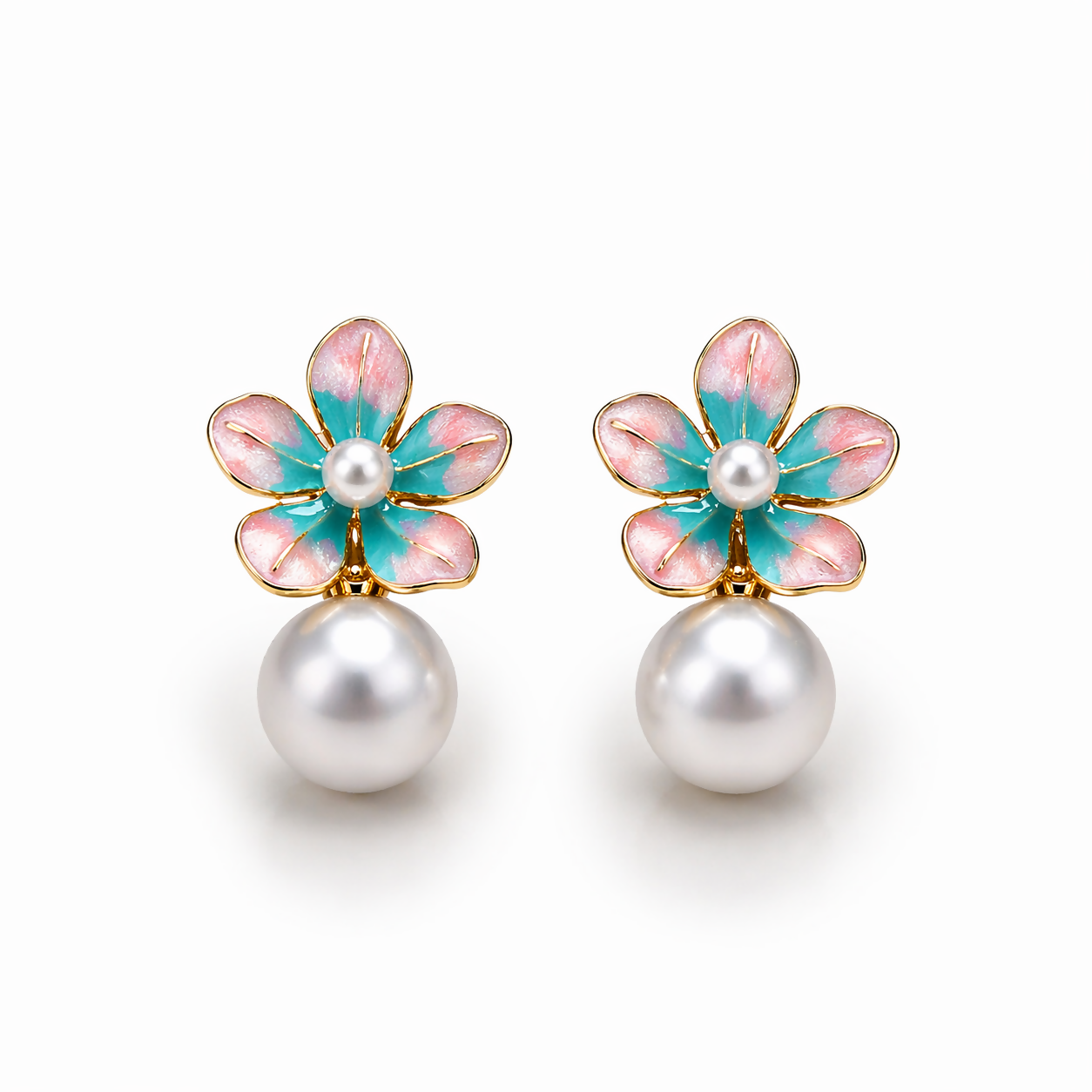 Elegant Floral Pearl Drop Earrings for Women Stylish Korean Design Jewelry