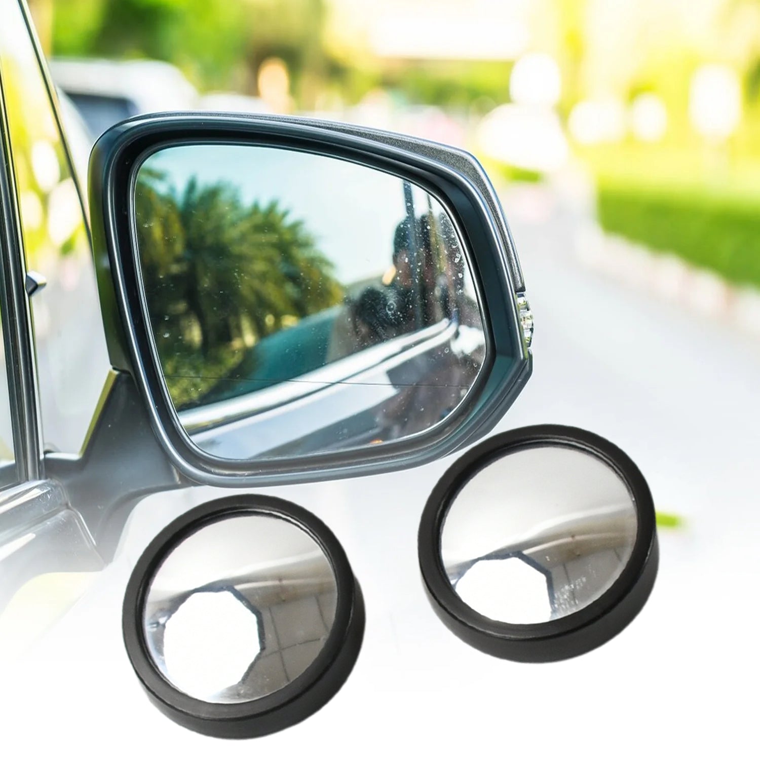 Car Blind Spot Mirror HD Glass – Round Convex Frameless Rear View Safety Mirror (Set of 2)