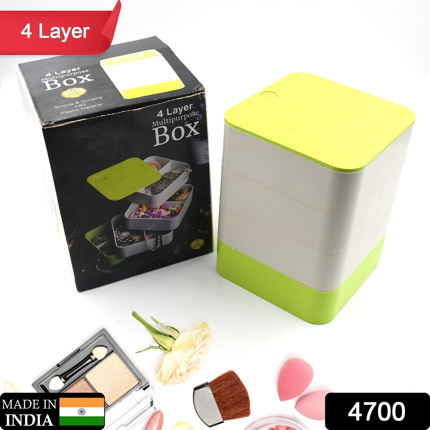 4 Layers Jewelry Box, 360 Degree Rotating Accessory Storage Box