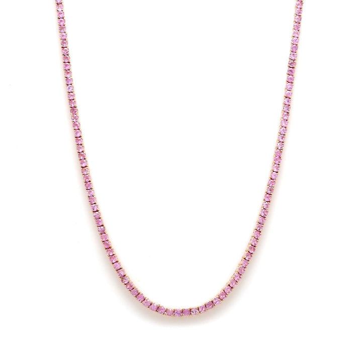 Pink Sapphire 2.00 MM Tennis Necklace - qivii